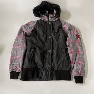 686 infiDRY‎ Snowboarding Jacket Waterproof Hooded Womens Plaid Medium 5,000MM
